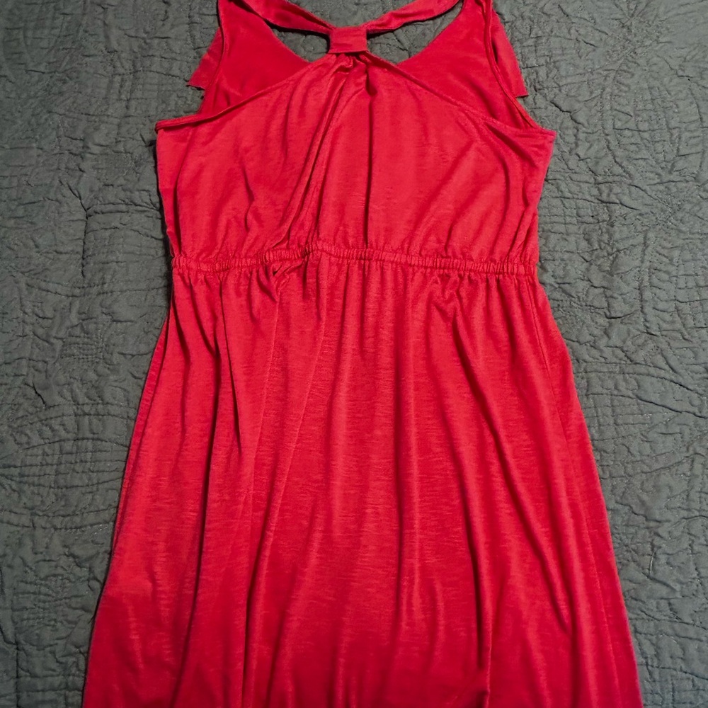 Nicole Miller Vibrant Coral Knot-Back Sundress
